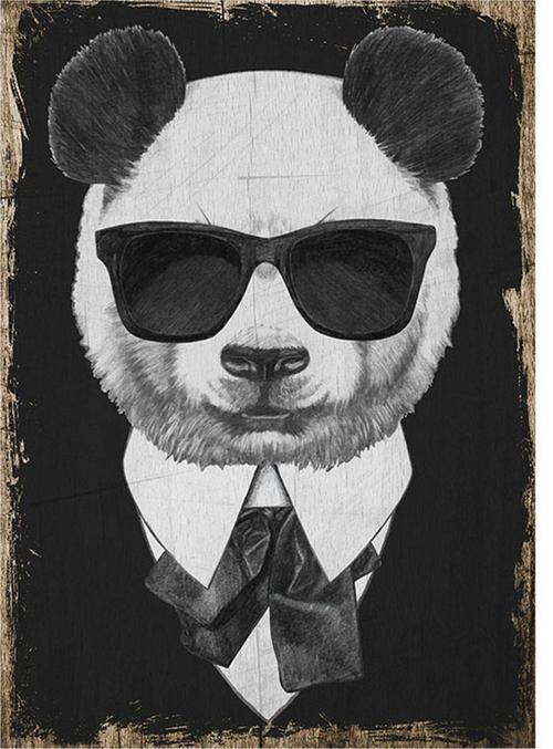 Gözlüklü Panda Mdf Poster