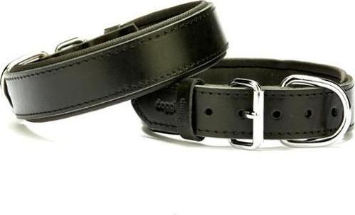 El Yapımı Konforlu Deri Köpek Tasması 3,5x45-50 cm Siyah