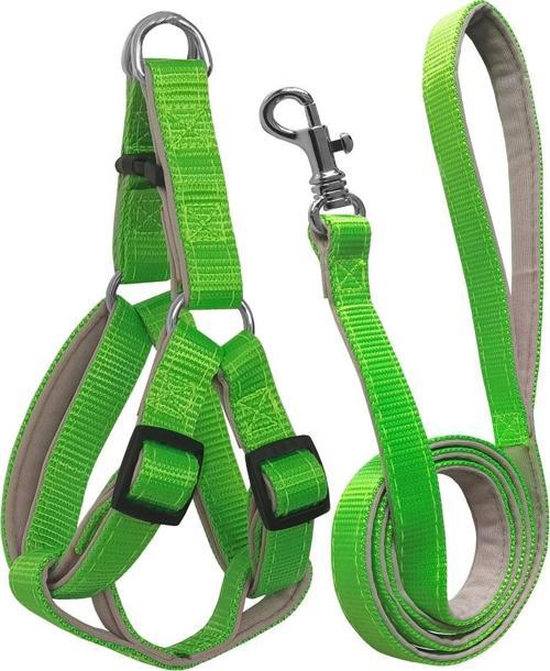 Gezdirme Kayışlı Dokuma Köpek Göğüs Tasma Seti 52*73-110 cm Neon Yeşil
