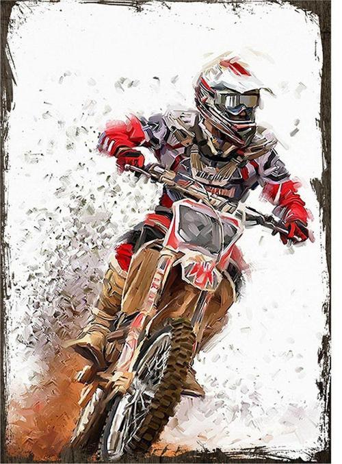 Ahşap Tablo Cross Motorsiklet