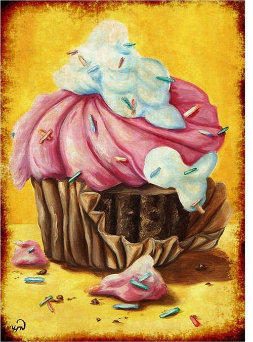Cupcake Desenli Ahşap Tablo