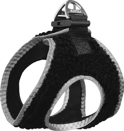Üç Kilitli Kürklü Kedi Köpek Göğüs Tasması 20-24 cm XXX-Small Siyah