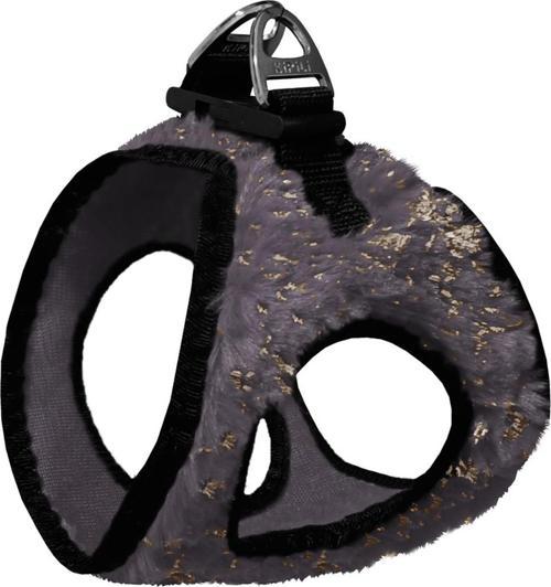 Üç Kilitli Simli Peluş Kedi Köpek Göğüs Tasması 28-34 cm X-Small Gri