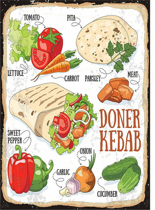 Döner Kebap Yapımı Hediyelik Ahşap Tablo