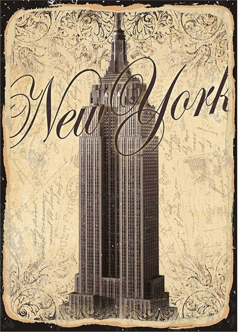New York Gökdelen Model Ahşap Tablo