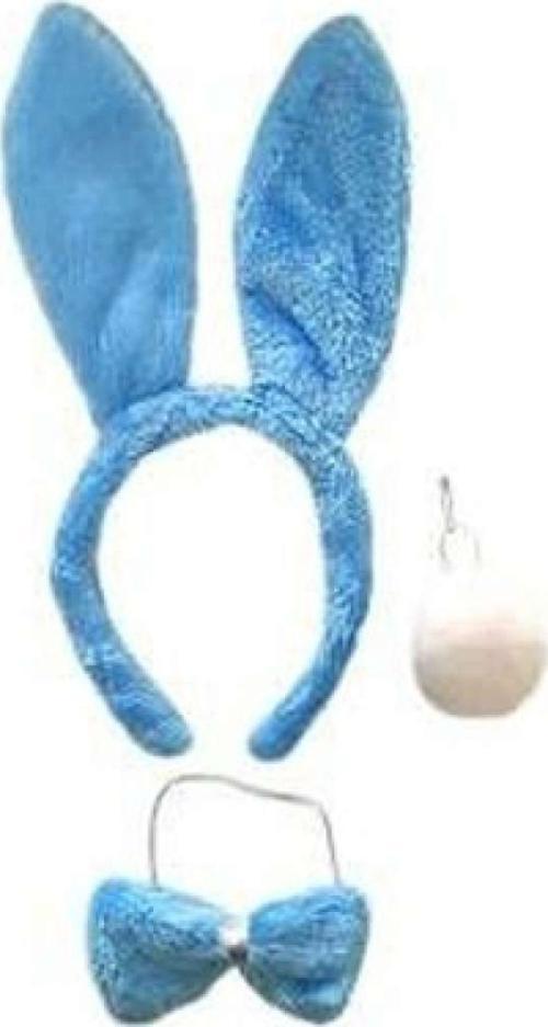 Tavşan Kostüm Seti Taç Papyon Ponpon Kuyruk Mavi