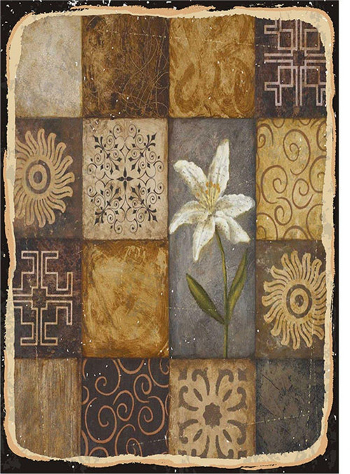 Patchwork Ve Beyaz Çiçek Model Mdf Tablo