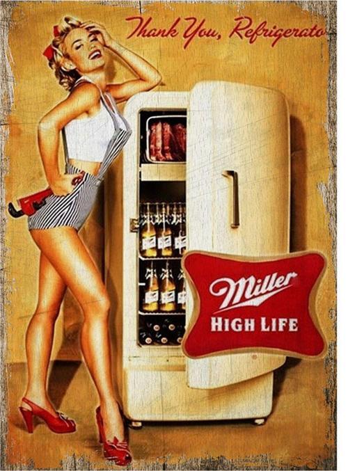 Retro Dolap Ve Bira Hediyelik Ahşap Tablo