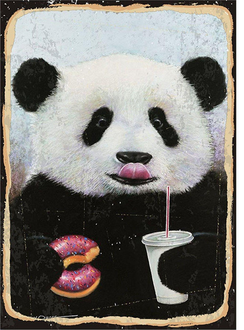 Yemek Yiyen Panda Tasarım Mdf Tablo