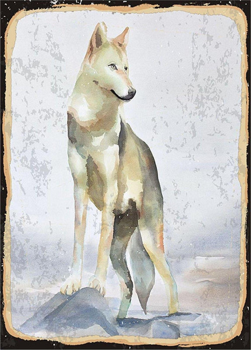 Suluboya Kurt Desenli Ahşap Tablo