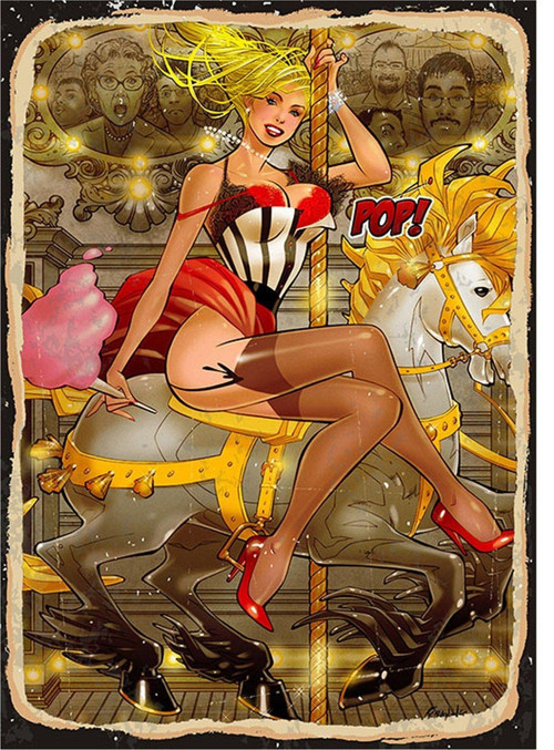 Atlı Karınca Ve Pin Up Kızı Modern Mdf Tablo
