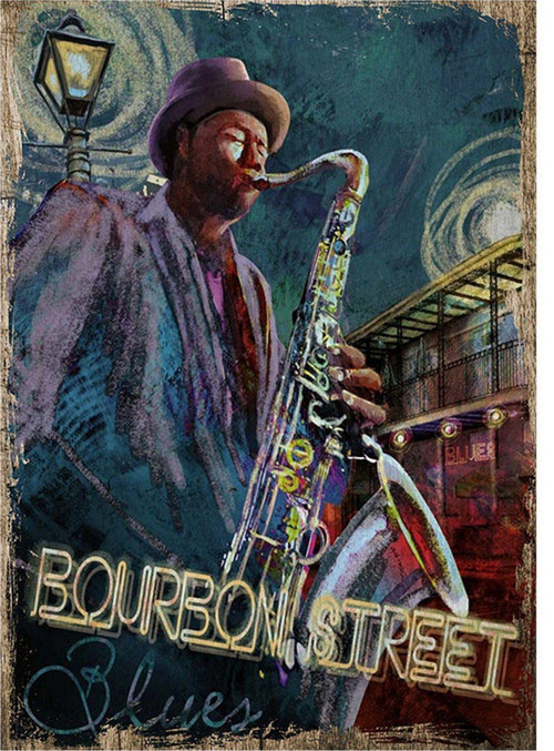 Blues Müzik Dekoratif Ahşap Tablo