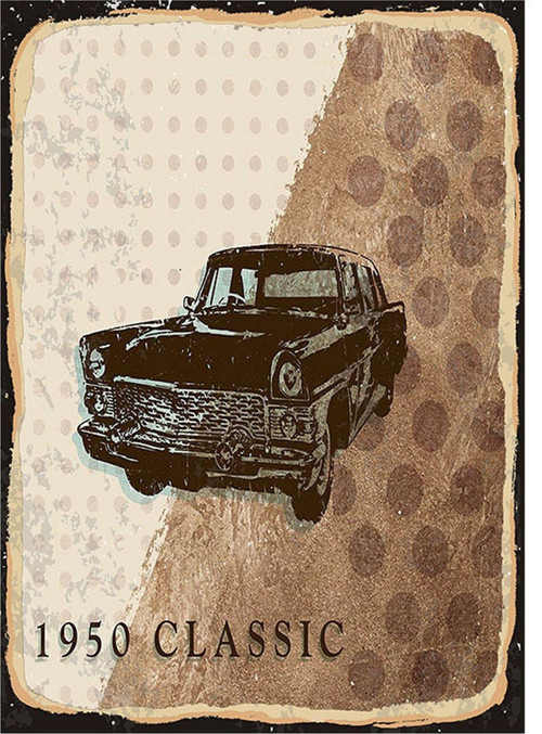 1950 Model Araba Tasarım Ahşap Tablo