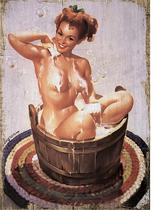 Banyo Yapan Kadın Modern Ahşap Tablo