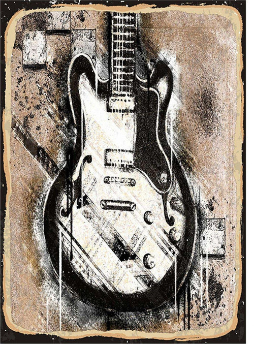 Caz Gitar Desenli Mdf Tablo