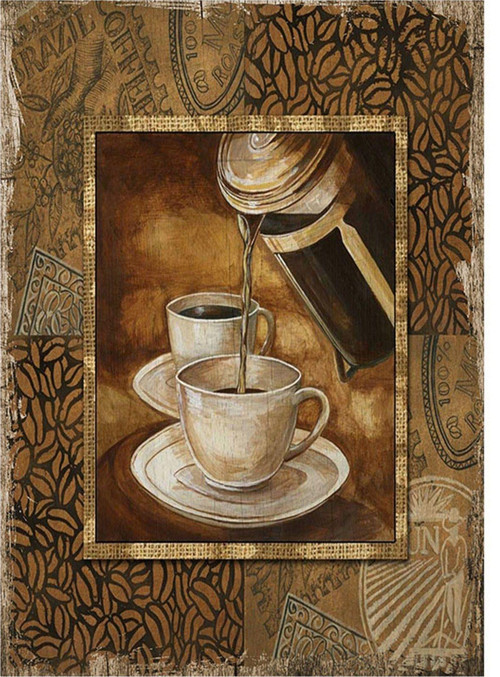 French Press Kahve Tasarım Ahşap Tablo