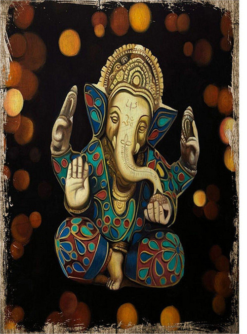 Ganesha Model Ahşap Tablo