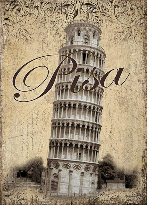 İtalya Pizza Kulesi Modern Ahşap Tablo