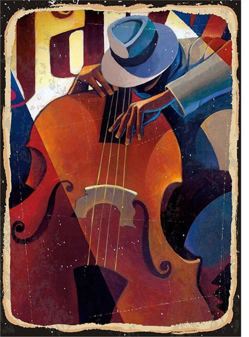 Jazz Müzik Ve Konturbas Mdf Poster