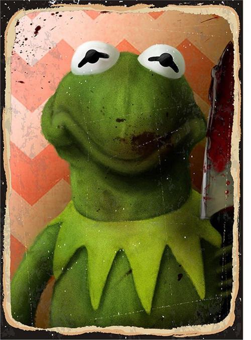 Kurbağa Kermit Tasarım Ahşap Tablo