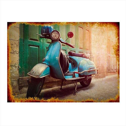 Mavi Vespa Tip Motor Dekoratif Mdf Tablo