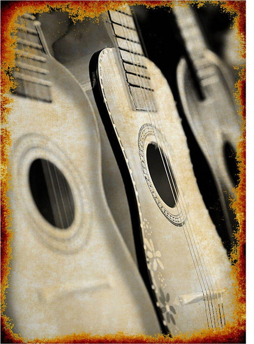 Klasik Gitar Desenli Mdf Tablo