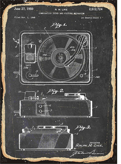 Plak Çalar Pikap Dekoratif Ahşap Tablo