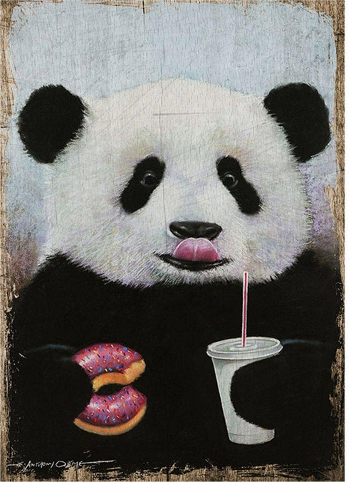 Yemek Yiyen Panda Art Mdf Tablo