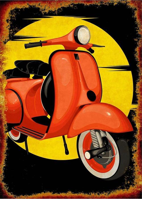 Vespa Motosiklet Mdf Tablo