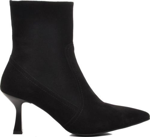 DS-60 Siyah Süet Hakiki Deri İçi Polarlı Kadın Topuklu Bot