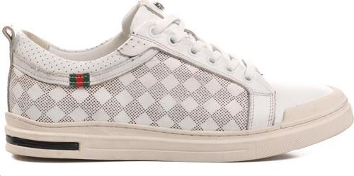 10206 Beyaz Bağcıklı Hakiki Deri Erkek Sneaker