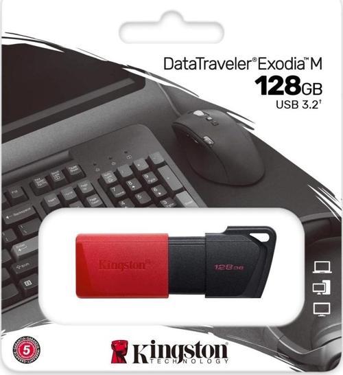 Kıngston Dtxm/128gb Usb 3.2 Data Traveler Exodia M Flash Disk (siyah-kırmızı)