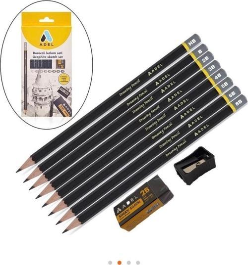 Adel Dereceli Karakalem Eskiz Çizim Seti 10 Parça