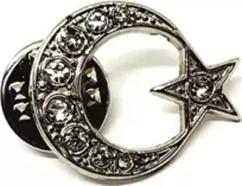 Taşlı Krom Ayyıldız Yaka Rozeti (30'Adet) 