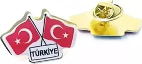 Türk Bayrağı İkili Yaka Rozet (30'Adet) 