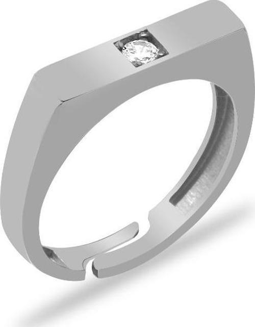 Beyaz Zirkon Taşlı Modern Tasarım Silver Renk Free Size 925 Ayar Gümüş Kadın Tektaş Yüzük