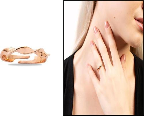Helezon Tasarım Rose Renk Free Size 925 Ayar Gümüş Kadın Yüzük