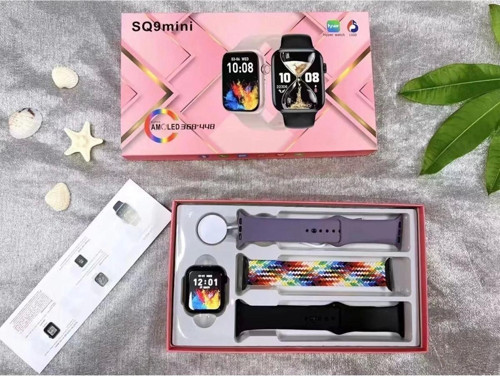Premium Version SQ9 Mini Amoled Screen 3 Strap Watch BT Call Bildirim Android/IOS Destekli