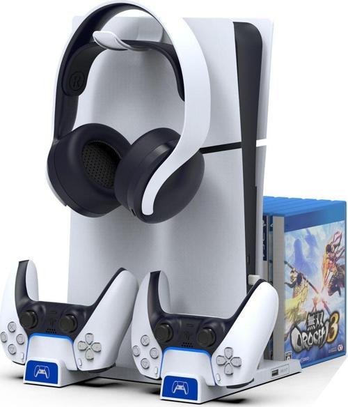 Ps5 Playstation 5 Uyumlu Slim Dikey Şarj Standı Vertical Charging Dock 5 In1 Vertical Stand