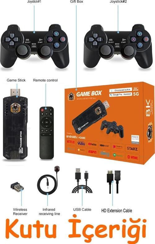 5G 8K Ultrahd 64Gb Tv Box+Game Box Android Tv+Oyun Konsolu 2İn1