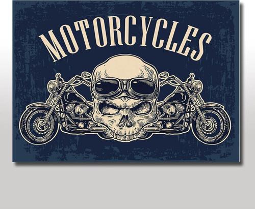Ahşap Tablo Motorcu Kurukafa