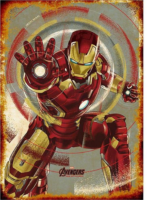 Ahşap Tablo Retro Demir Adam Posteri Iron Man