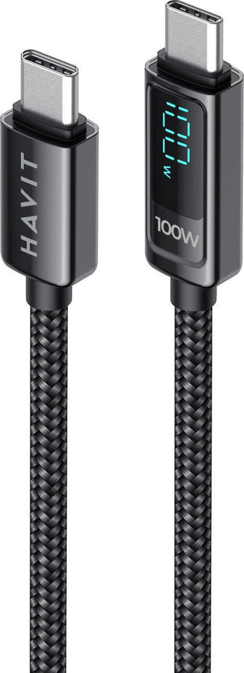 CB6247 PD100W Type-C to Type-C Göstergeli Şarj Kablosu