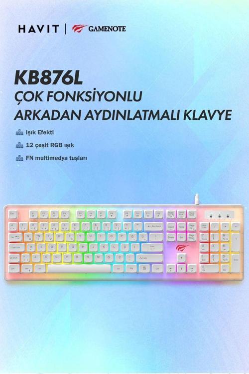 Gamenote Kb876l Mekanik Hisli Gaming Türkçe Q Rgb Işıklı Beyaz Oyuncu Klavyesi