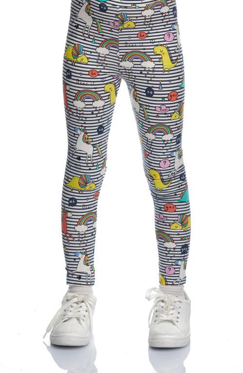 Rainbow Unicorn Kız Çocuk Desenli Yazlık Tayt