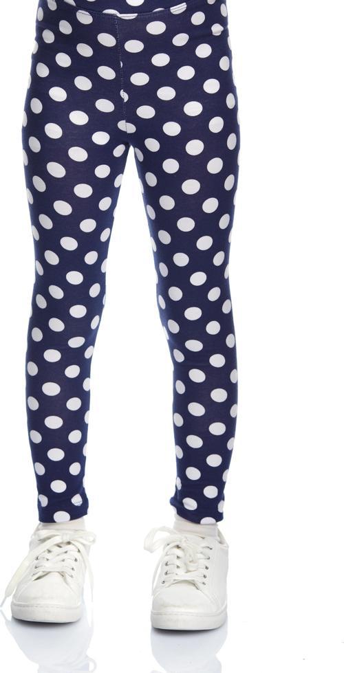 Açık Lacivert Polka-Dot Desenli Kız Çocuk Yazlık Tayt