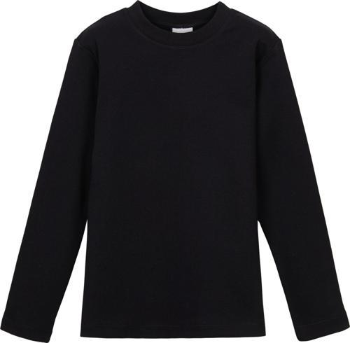 Siyah Basic Unisex Çocuk Sıfır Yaka Uzun Kollu Tişört