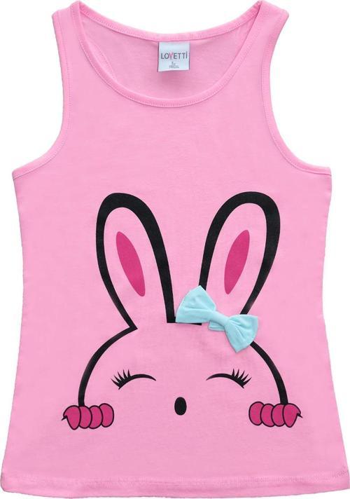 Pembe Tavşan Baskılı Fiyonklu Kız Çocuk Atlet