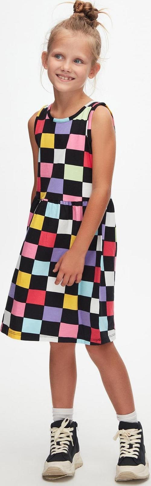 Op Art Chechers Kız Çocuk Desenli Desen Elbise