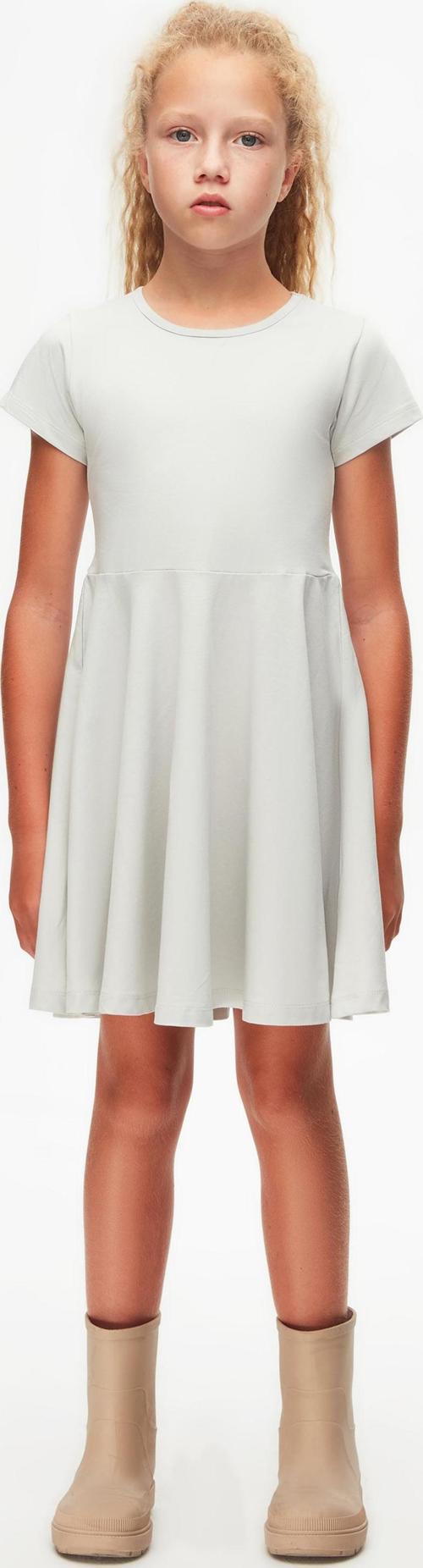 Duman Gri Renkli Basic Kız Çocuk Kısa Kollu Elbise